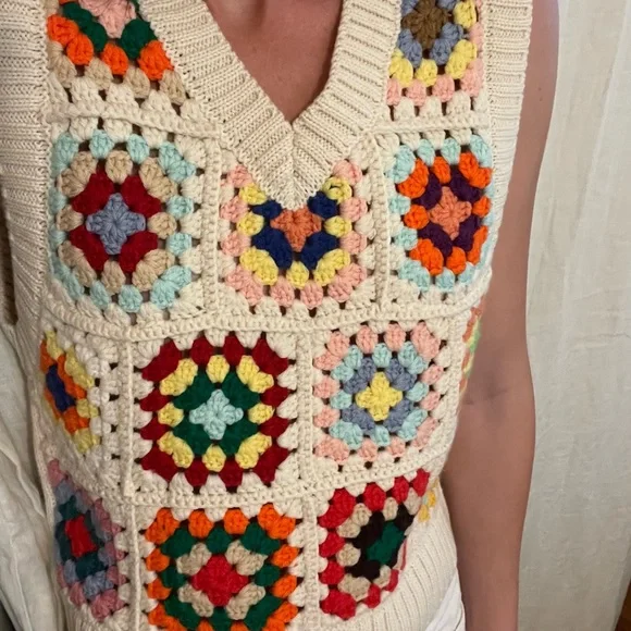 Sea New York Gabriela Crochet knit vest Top